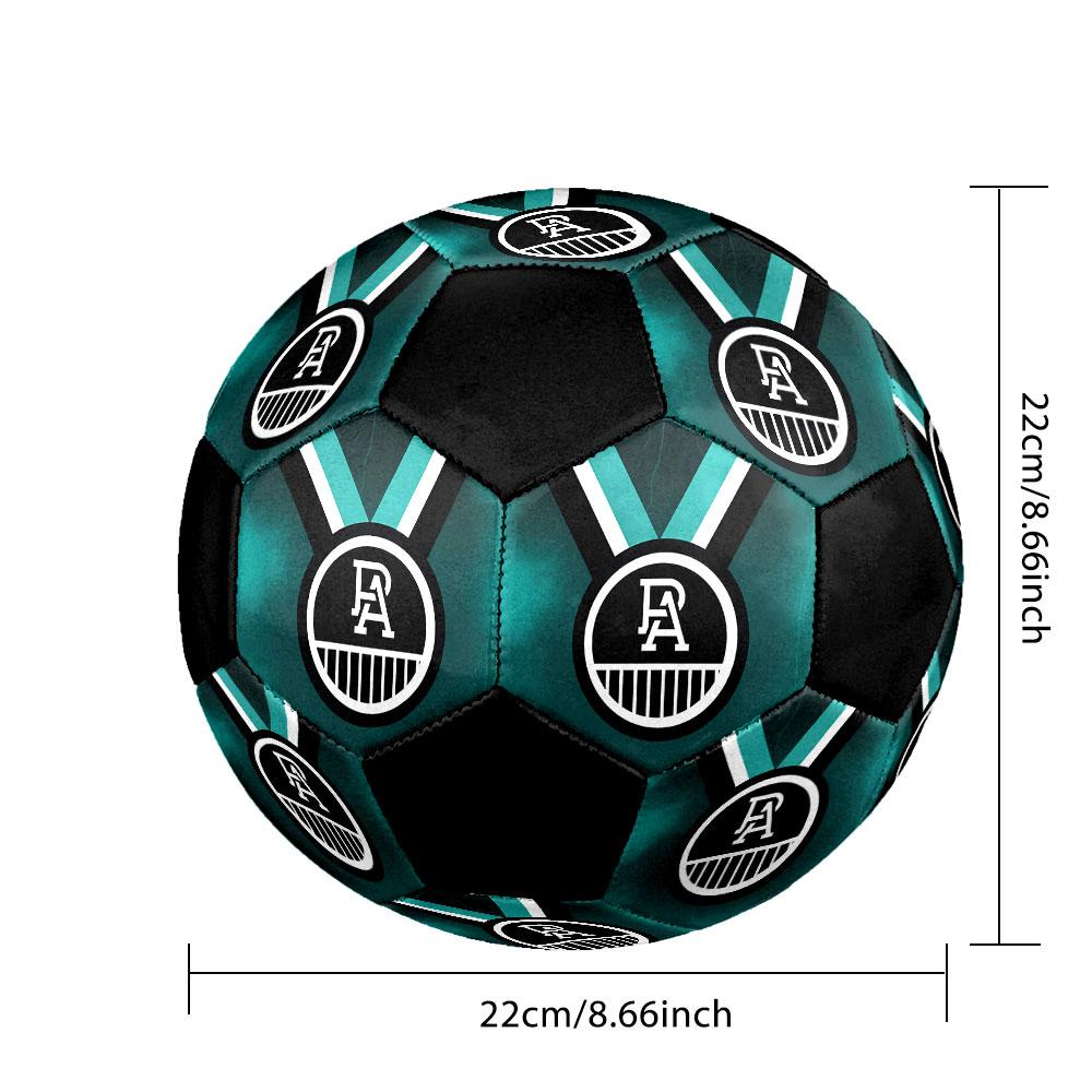 Port Adelaide Soccer Ball Size 5 Colorful Machine Stitched PVC Competition Ready Durable High-Bounce