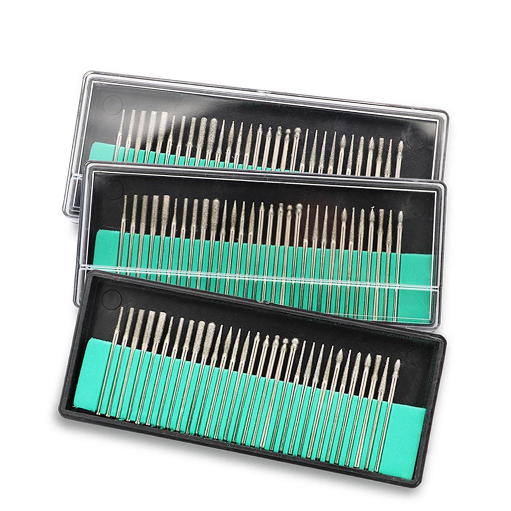 Набор алмазных фрез с хвостовиком 1/8 дюйма, набор сверл для вращающегося инструмента для шлифования металла, стекла, драгоценных камней