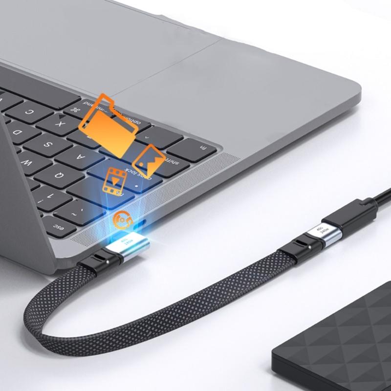 Угловой кабель USB C на USB C, 240 Вт, 90 градусов, Type C, зарядный шнур, кабель данных для смартфона, ноутбука