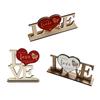 Valentine's Day Love Table Sign with Base Farmhouse Rustic Wooden Love Letter Ornament Anniversary Wedding Party Tabletop