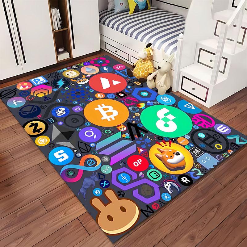 Crypto Logos Pattern Carpet suitable as a non-slip mat for the living room or bedroom sofa