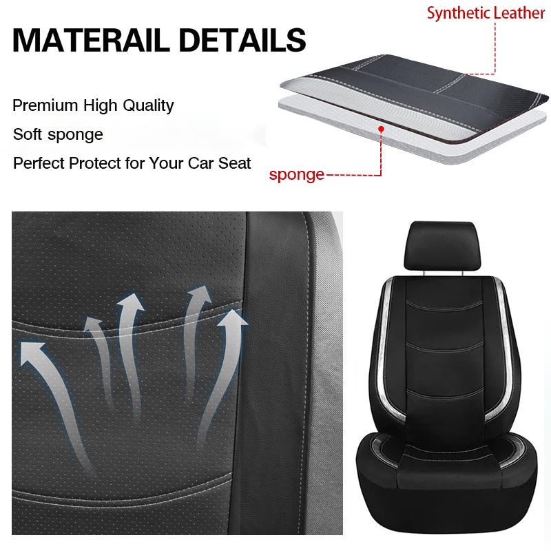 AUTO PLUS Universal Car Seat Cover Set Pu Leather Vehicle Cushion Full Surrounded Protector Fit Most Car Suv Truck Accessories