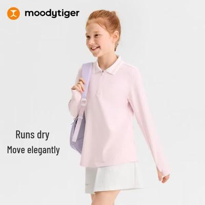 Девочки, Лонгслив Moodytiger, Быстросохнущая, Защита от УФ, Поло