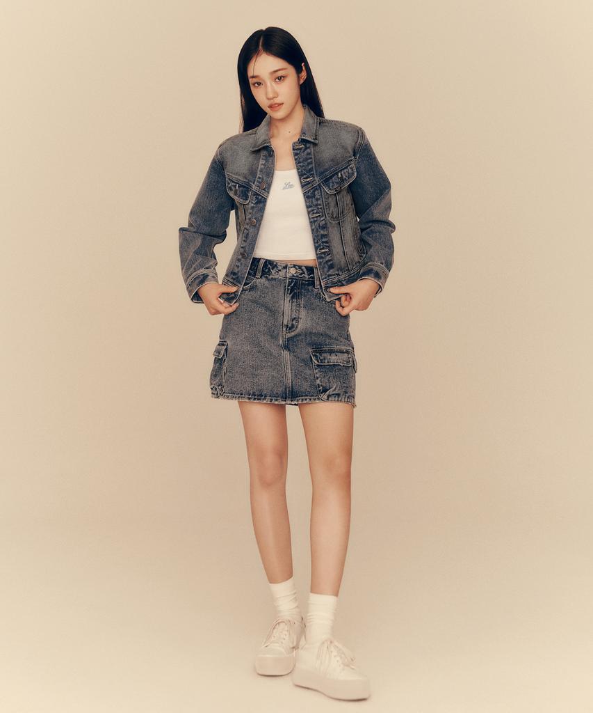 Lee Women Cargo Denim Mini Skirt Indigo Medium