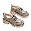 Small Leather Shoes Women's British Style New Spring and Autumn Color Matching Fashion Thick Heel Thick Sole Height Increase Women
