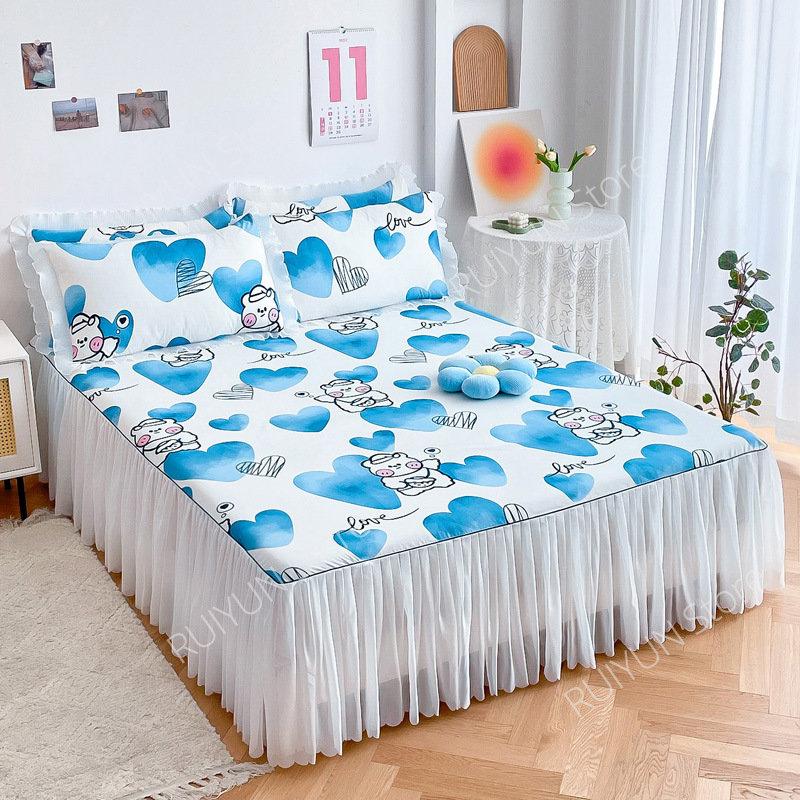 Декоративная кружевная юбка с рюшами, нескользящий наматрасник, юбка-кровать с принтом принцессы, простыня, покрывало, домашнее покрывало, юбка-кровать