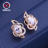 Clip Earrings For Women Blue Cubic Zirconia Fashion Flower Stud Earrings Jewelry For Wedding Party Gifts