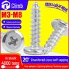 201 Stainless Steel Self-Tapping Screws with Cross Slot, Flat Head, Chamfered, Beveled; Sizes M3-M8