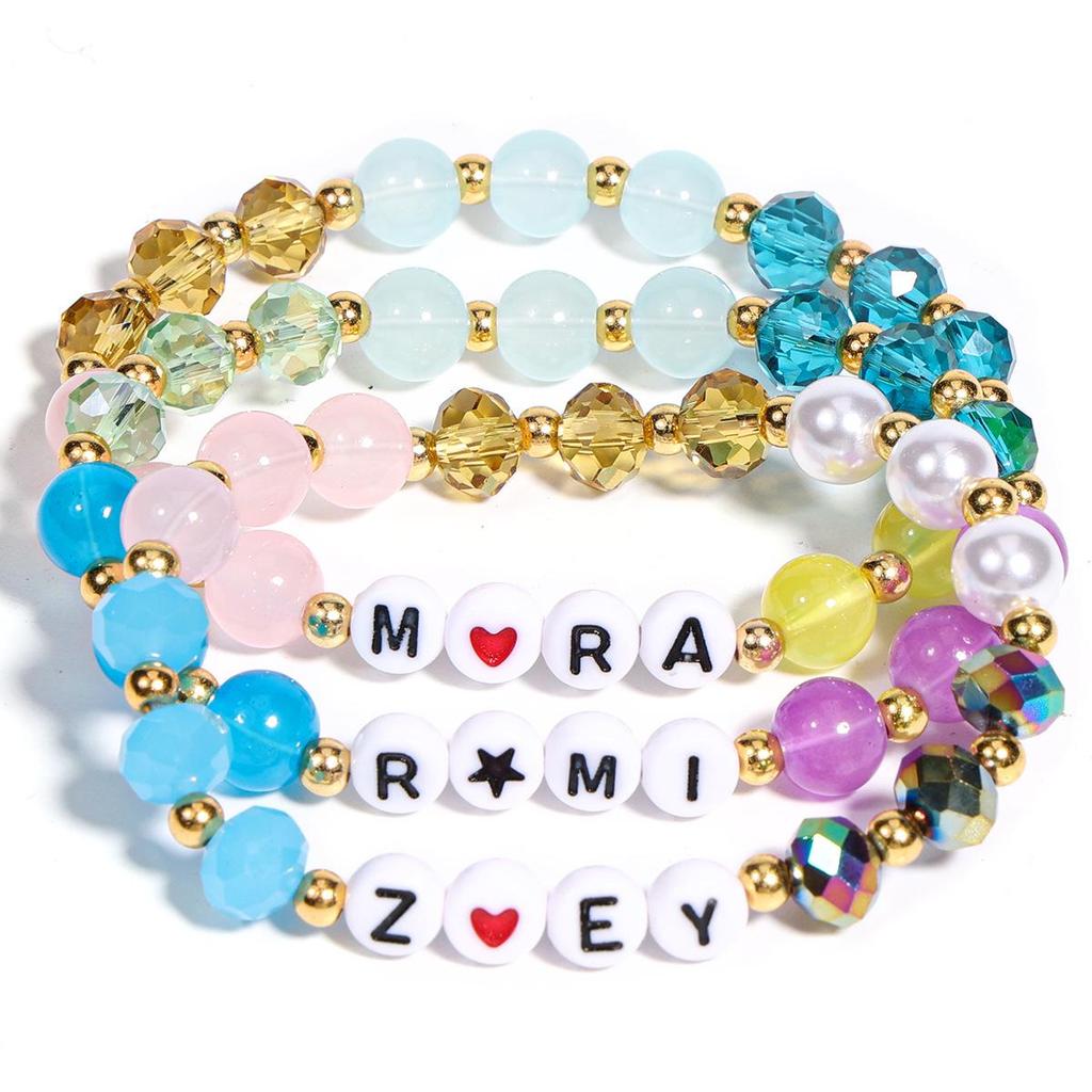 Glass Beaded Crystal Bracelet Set for Girls - K-pop Inspired Stackable Jewelry Gift