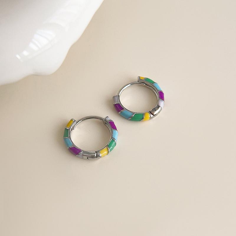 Dripping Enamel Flower Series Real 925 Silver Gold Plant Stud Earrings For Women Small Niche Accessories