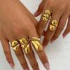 Ingemark 5Pcs/Set Vintage Irregular Droplet Shaped Open Rings Women 2026 Trendy Gold Color Chunky Thick Ring Aesthetic Jewelry