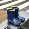 Мужские резиновые дождевые ботинки 2024 года, противоскользящие, водонепроницаемые рыболовные ботинки с плюшевой теплой подкладкой, мужские повседневные ботинки до середины голени, рабочие ботинки больших размеров 45