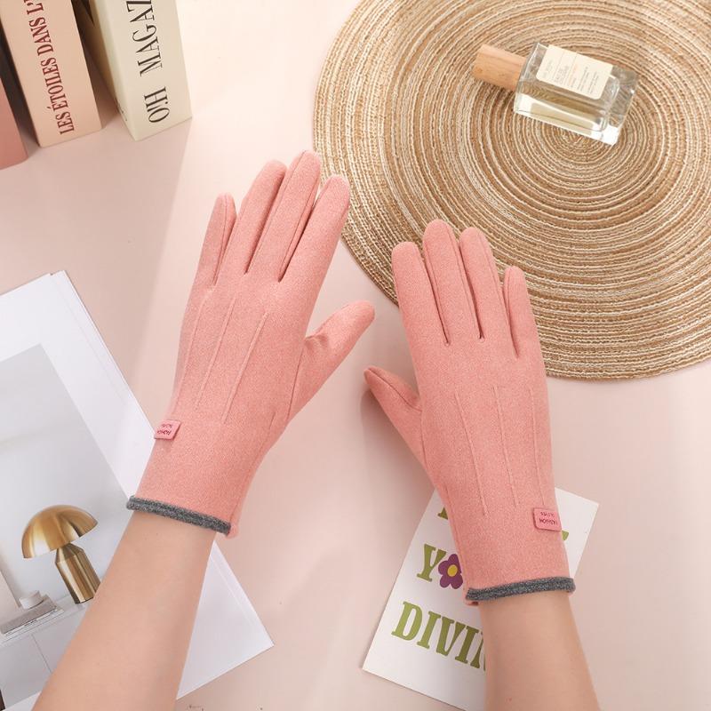 Теплые перчатки женские флисовые ветрозащитные для улицы для езды на электромобиле кроличий пух с бантом осенне-зимние перчатки