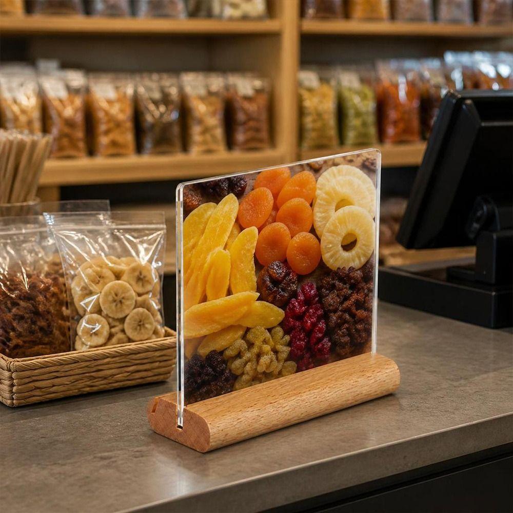 Vertical Standing Price Display Stand Solid Wood Base Poster Stand Display Tabletop Display
