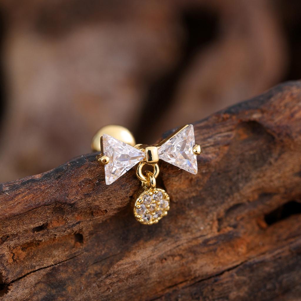 10 шт./набор 20G Золотая серьга-пирсинг хряща уха с CZ, серьга-пирсинг трагуса, дизайн медведя и паука, кольца-гвоздики для хеликса, пирсинг конч уха, ювелирные изделия из стали 316L