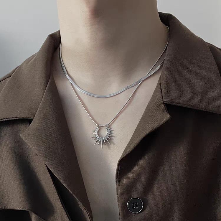 Двухслойная цепочка из костей змеи, солнце, нейтральное ожерелье, милая, классная, женская, легкая, роскошная, высокого класса, цепочка на ключицу