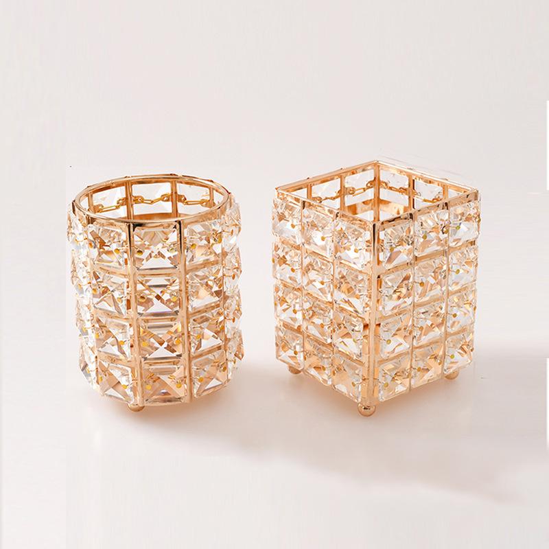 Home Decoration Golden Mini Candle Holders Crystal Candle Jars Set for Tea Light Wedding Valentine's Day
