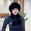 2 Pcs/Set Women Winter Hat Scarf Set Fuzzy Plush Thickened Windproof Heat Retention Cross Neck Wrap Solid Color Dome Faux Fur Fi