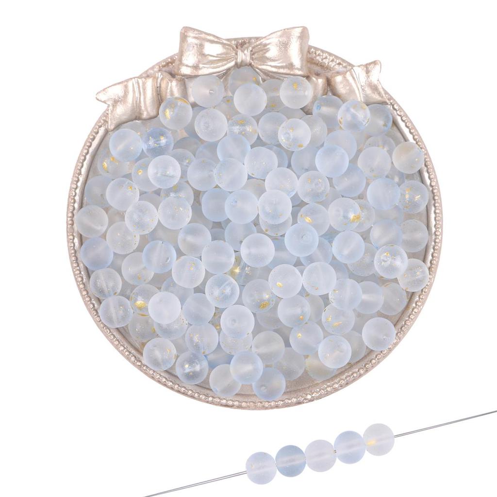 50Pcs 8mm Multicolor Transparent Frosted Glass Loose Beads With Gold Foil For Jewelry Decoration Making DIY Necklace Bracelet Earring
