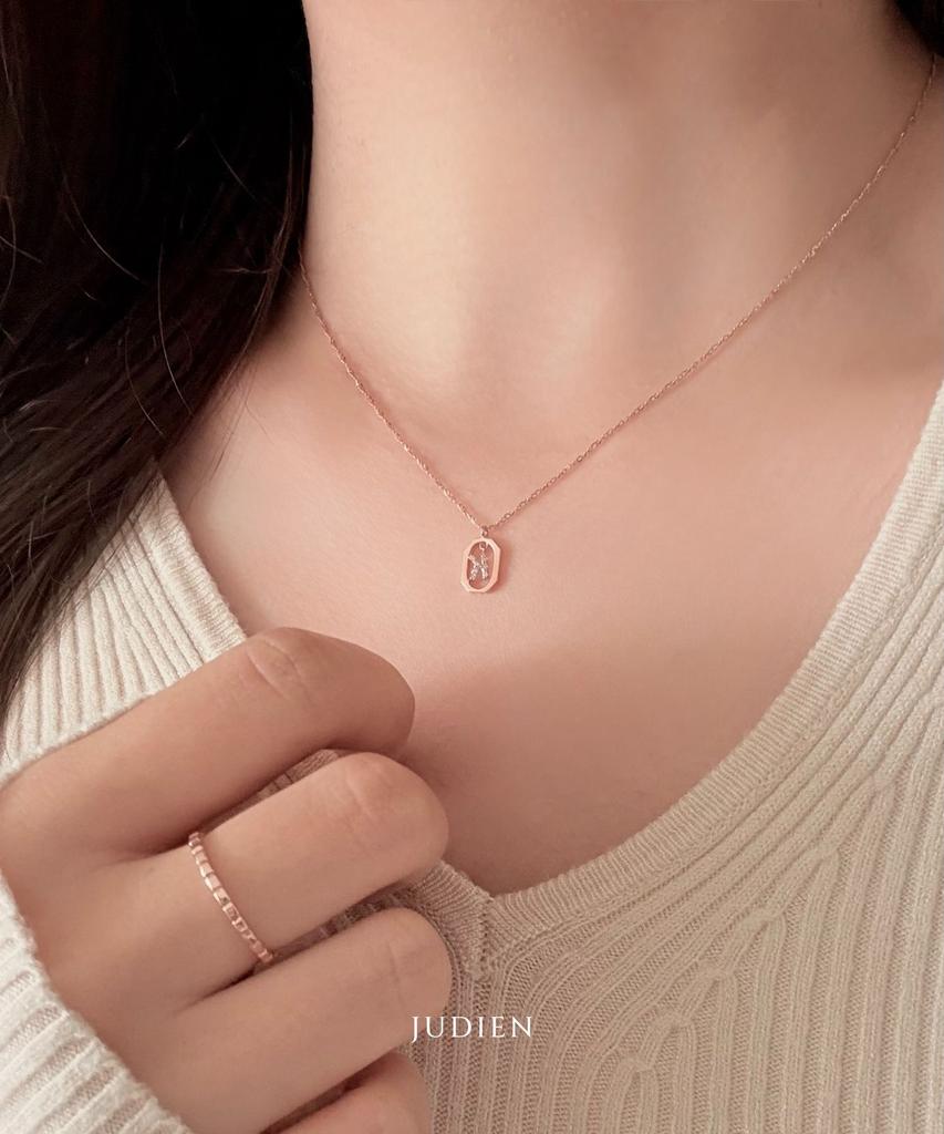 Judien 14K 18K Initial Alphabet Lab-Worn Diamond Necklace (Type B)