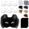 DIY Blank Masks Kit Half Face Hand Drawn Animal Cat Fox Mask DIY Handmade Graffiti Half Face Mask Party Halloween Christmas Gift