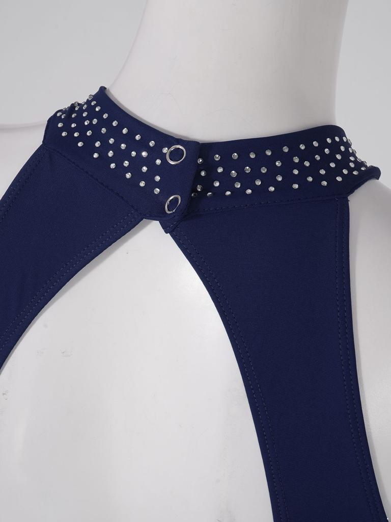 Женское танцевальное платье с V-образным вырезом и открытой спиной для девочек, трико с юбкой для фигурного катания, гимнастические платья