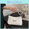 Solid Simple Color Bow Decoration Crocodile Texture Women Casual Bag Shoulder