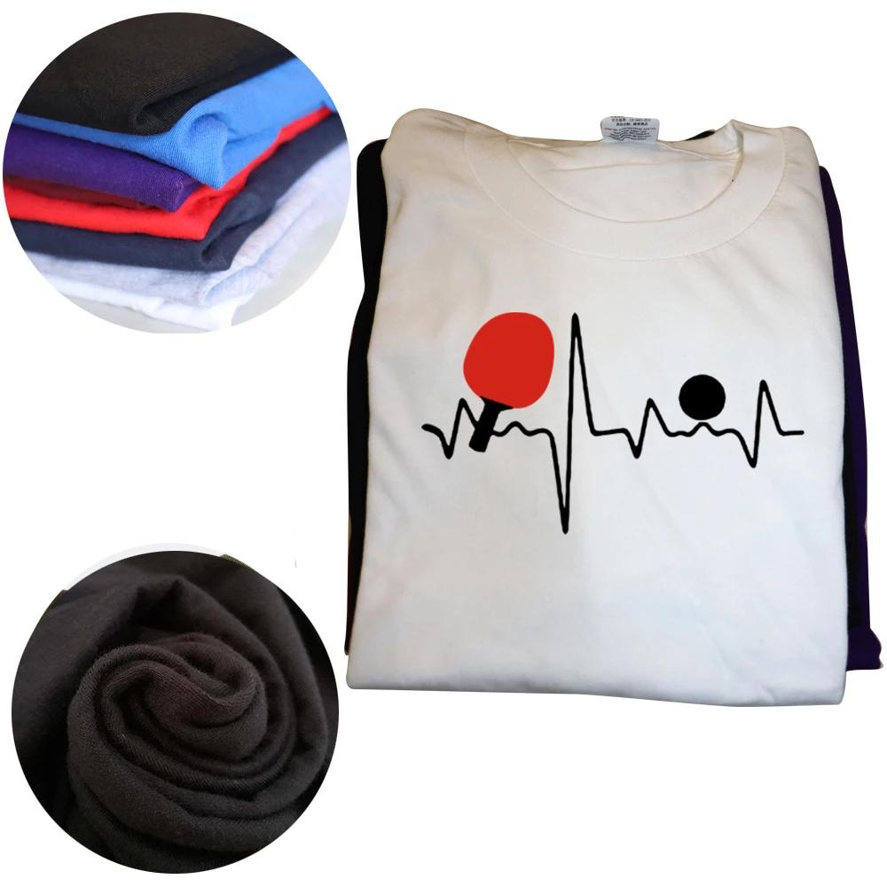 Забавные футболки с сердцебиением для пинг-понга, графические, хлопковые, уличная одежда, с коротким рукавом, с круглым вырезом, Харадзюку, футболка для настольного тенниса, мужская одежда
