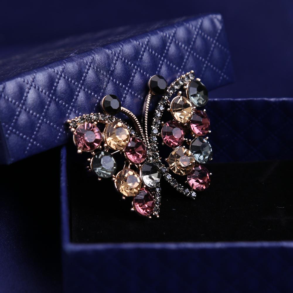 Новые продукты Цвет Золотая Бабочка Стразы Брошь Diy Насекомое Партия Свадебный Букет Брошь Подарочная Металлическая Брошь со Стразами