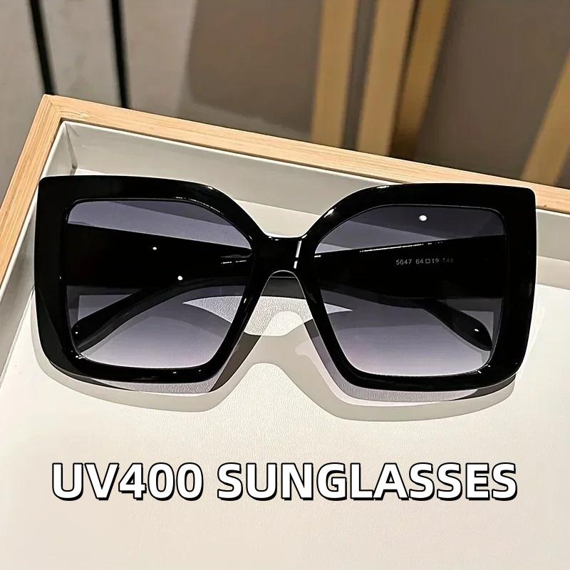 New Large Frame Sunglasses Men'S And Women'S Fashionable Rectangular Versatile Contrasting Color Simple Uv Resistant Glasses