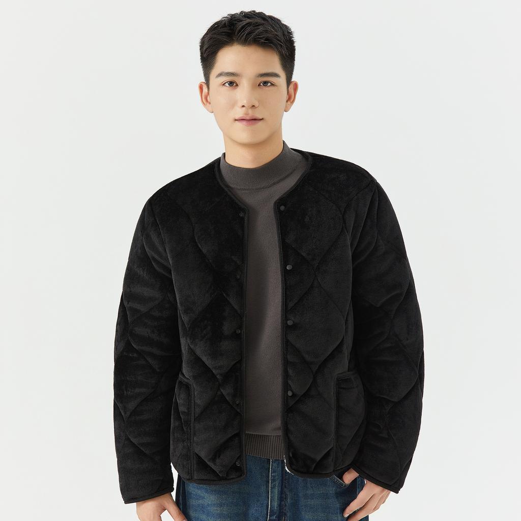 Зимняя теплая куртка для мужчин для улицы и дома, ветрозащитная, на полной молнии, с подкладкой, с длинными рукавами, с карманами, мужские толстые флисовые стеганые куртки для домашней носки