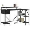 Desk with Shelf Black Oak Effect 120 x 79 x 86.5 cm