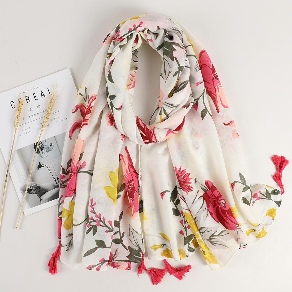 New Fashion Summer Women Scarf Bohemia Flower Beach Hijab Shawls and Wraps Female Foulard Echarpe Designer Pashmina Bandana