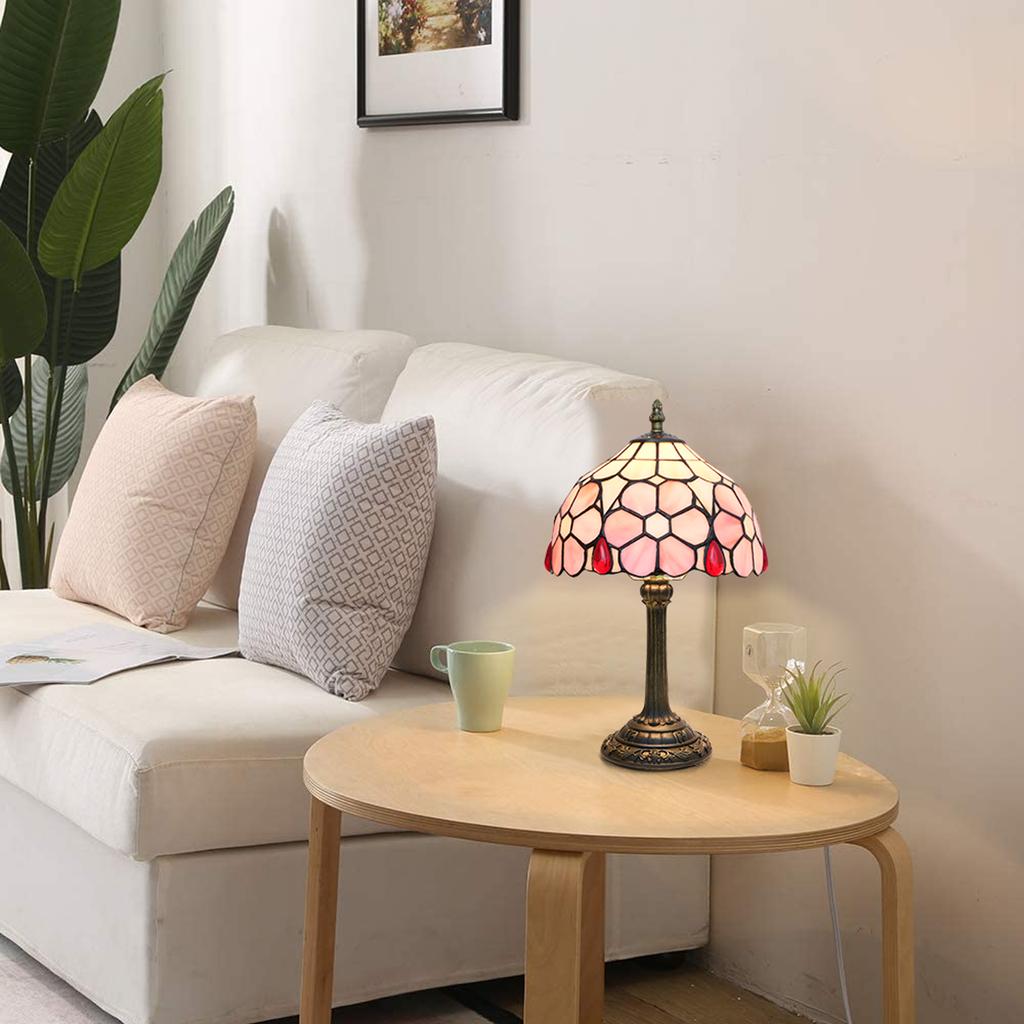 Европейский Розовый цветок Ретро Ресторан Бар Кафе Витраж Прикроватная Спальня Креативная Маленькая Настольная Лампа Домашний Декор Освещение