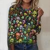 2025 Autumn & Winter Women's New Casual Crew Neck Long Sleeve Top 3D Halloween Pattern Ideal Halloween Christmas Gift