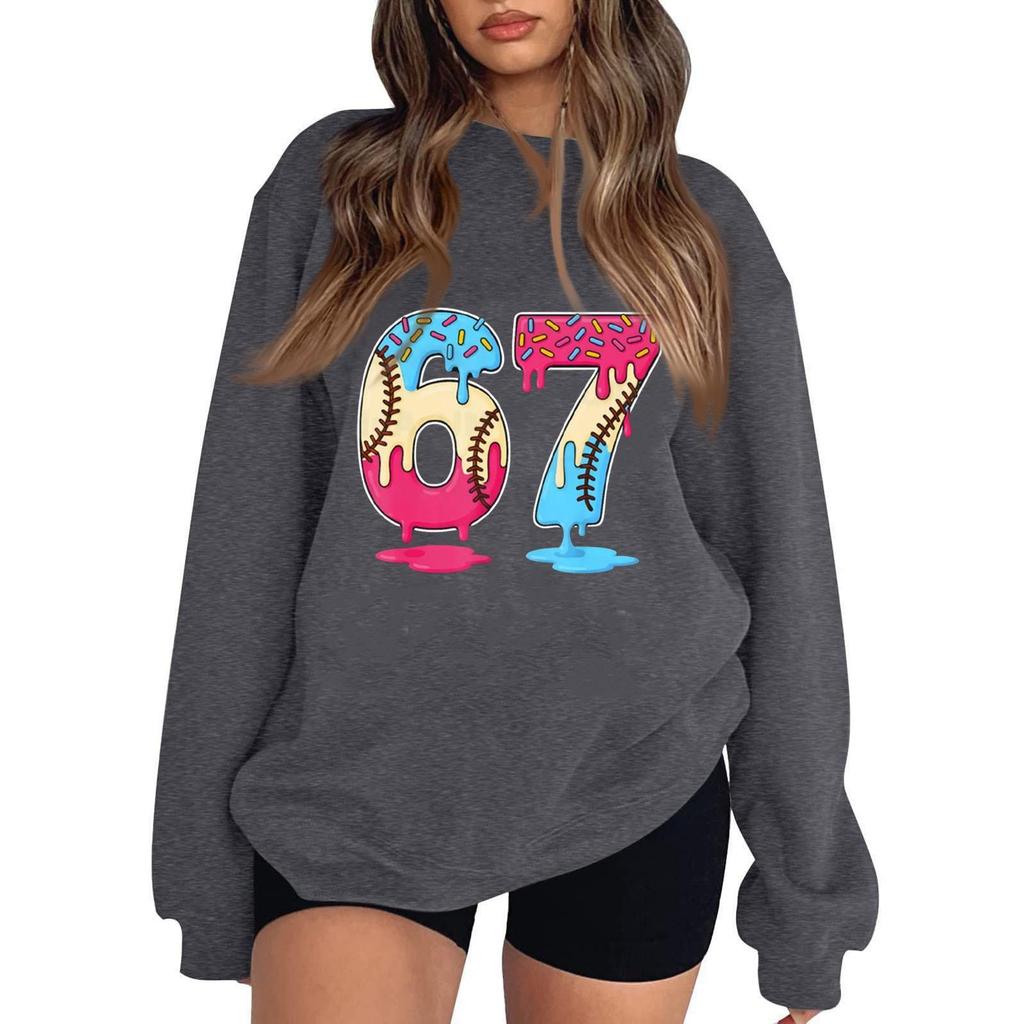 Women's Fashionable Casual Long-Sleeved Round-Neck Printed Pullover Sweatshirt