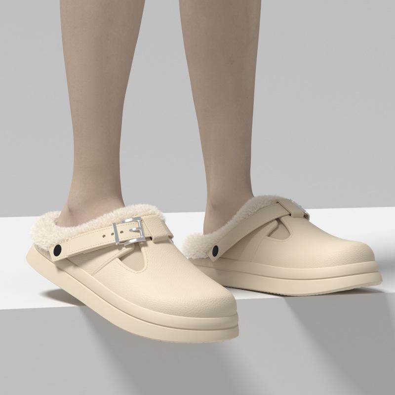 EVA Waterproof Women's Winter Plus Velvet Indoor/Outdoor Slippers - Fashionable Warm Birkenstock-Style Shoes