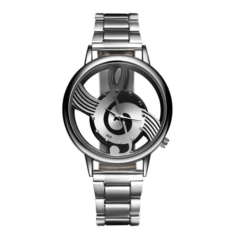 Stunning Stainless Analog Watch With Music Themed Symbol