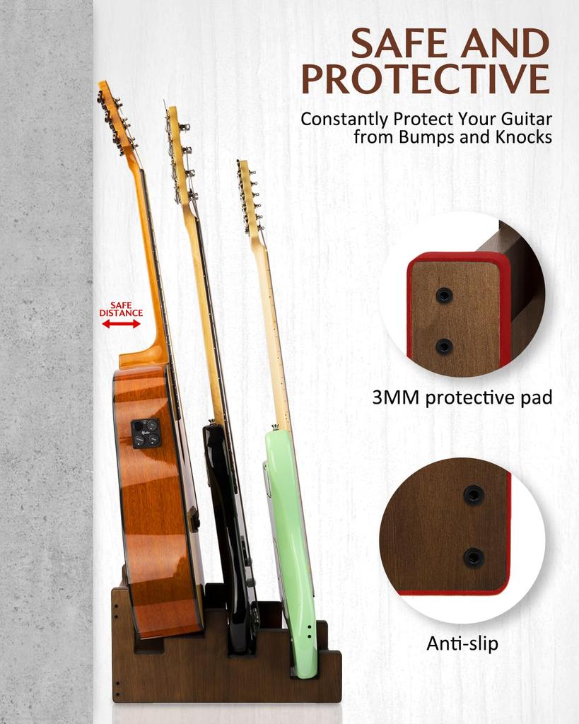 STRICH Деревянная гитара 3 Гитарная передняя Экономия места Напольная гитарная стойка для электрогитары 1 Стойка, Стойка, Дисплей, Стойка, Для нескольких гитар Дом, Студия, Сцена,