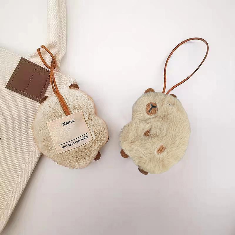 Kawaii плюшевый капибара брелок анти-потеряшка метка имя брелок держатель для ключей для детского сада рюкзак подвеска декор