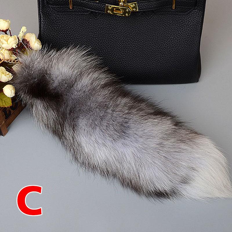 Charm Long Pendant Fluffy Fox Tail Fur Keychain Handbag Accessories Keyring Fashion Lovely 40cm
