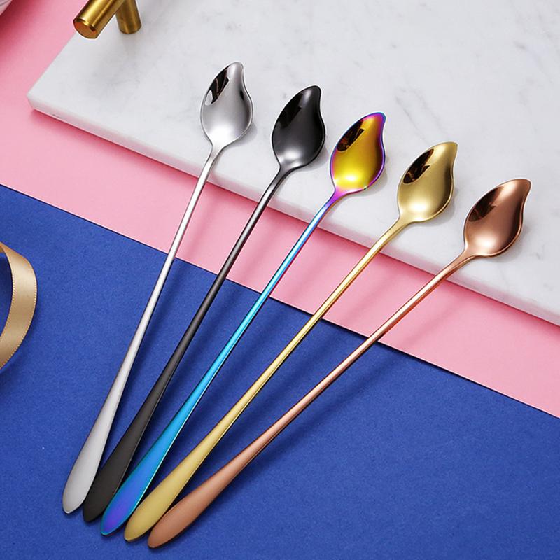 1 шт. Длинная ручка ложка для смешивания кофе из нержавеющей стали креативная ложка для размешивания манго десертный сок чайная ложка кухонная посуда