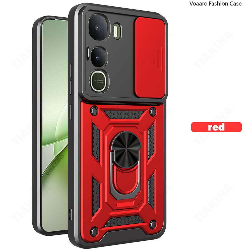 Чехол с защитой объектива-слайдера для Vivo Y400 5G Global Чехол для Vivo Y400 5G Чехол с магнитной кольцевой подставкой Защитная крышка Capa