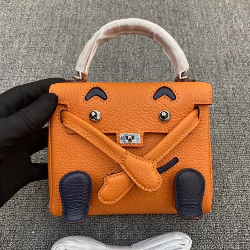 Сумка для женщин Сумка Niche Design Контрастный цвет Мини Верхний слой из коровьей кожи Кукольная сумка на одно плечо Кроссбоди Тенденция