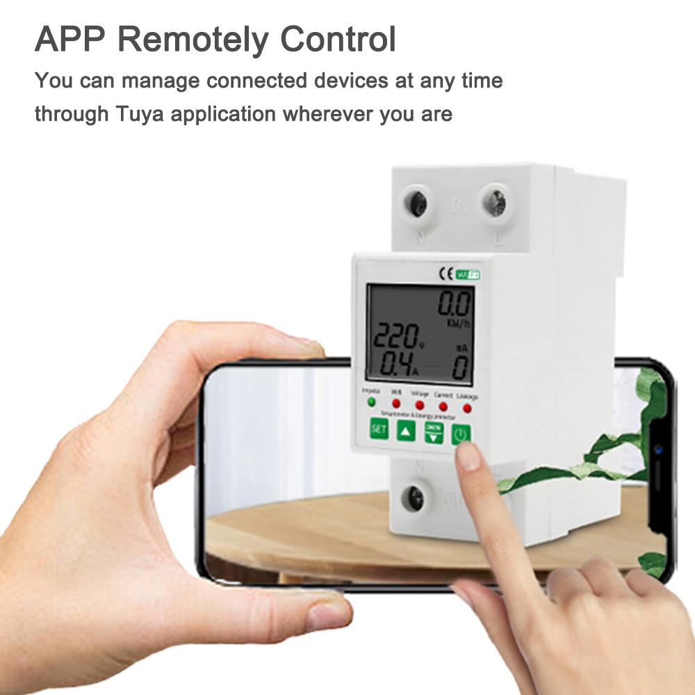 Tuya WiFi 2P интеллектуальный переключатель защиты от утечки тока функция таймера мониторинга напряжения мощность