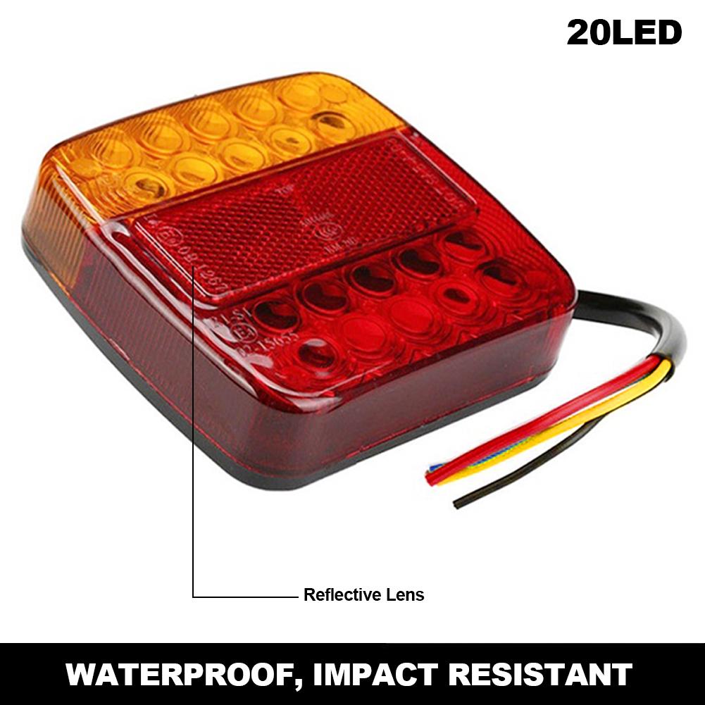 2Pcs 12V 26LED Truck Rear Taillight Turn Signal Indicator Tail Light Car Number Plate Light Rear Reverse Brake Stop Lamp Trailer Caravan