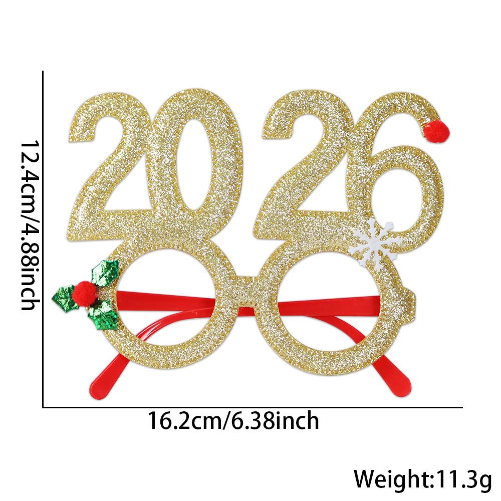 1PC Christmas Glitter Party Glasses Frames with 2026 Designs Decorations Accessories for Christmas Party Favors Holiday Favors