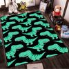 Cute Green Dinosaur Pattern On Black Rug Non-slip Rug Suitable for Living Room and Bedroom Sofas