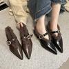 Fleece 2025 Autumn and Winter New Hair Super One-word Button Pointed Flat-soled Cotton Shoes Hair Shoes Flat-heeled Single Shoes Women's Shoes