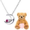 Crescent Moon Necklace Natural Diamond X July Birthstone Ruby Silver Brown Teddy Bear [Sears] Women's E-1625-tdt-01-b07